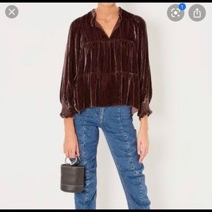 ULLA JOHNSON mauve velvet top